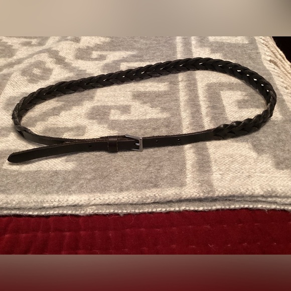 Black Leather Braided Belt - Picture 6 of 7